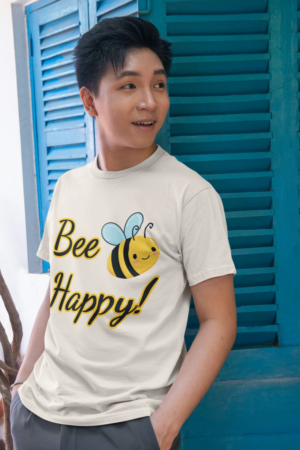 Bee Happy Unisex Jersey Tee - Cheerful Graphic T-Shirt for Positive Vibes