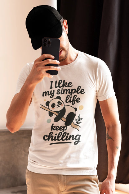 I Like My Simple Life Panda T-Shirt - Unisex Casual Tee