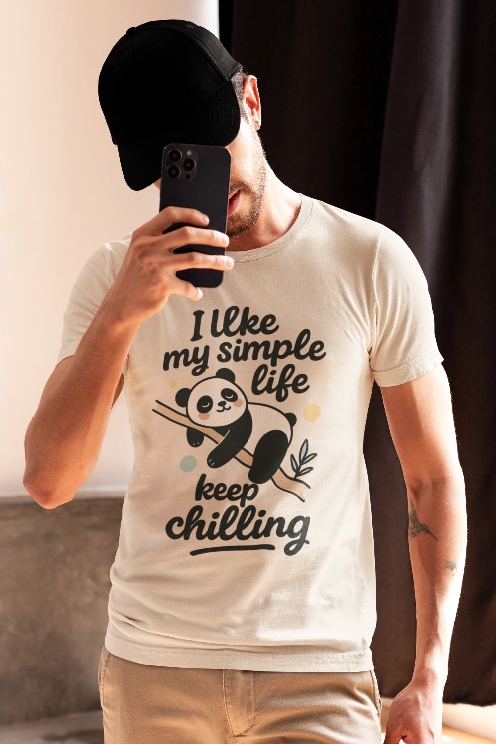 I Like My Simple Life Panda T-Shirt - Unisex Casual Tee