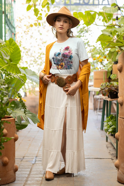 Floral Watercolor T-shirt for Women - Vibrant Artistic Tee - Lightweight Fabric Tee