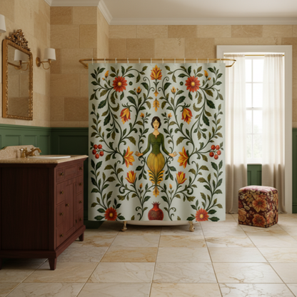 William Morris Sage Green Floral Shower Curtain