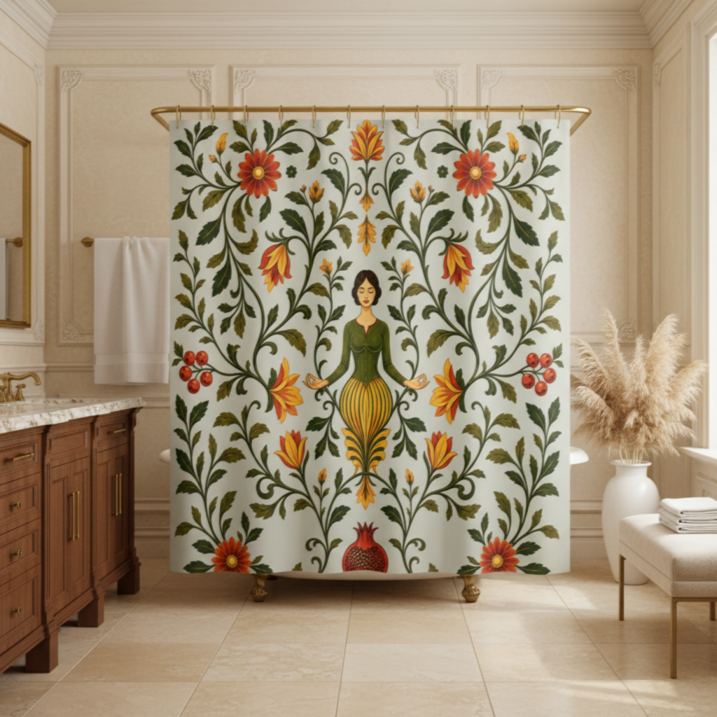William Morris Sage Green Floral Shower Curtain