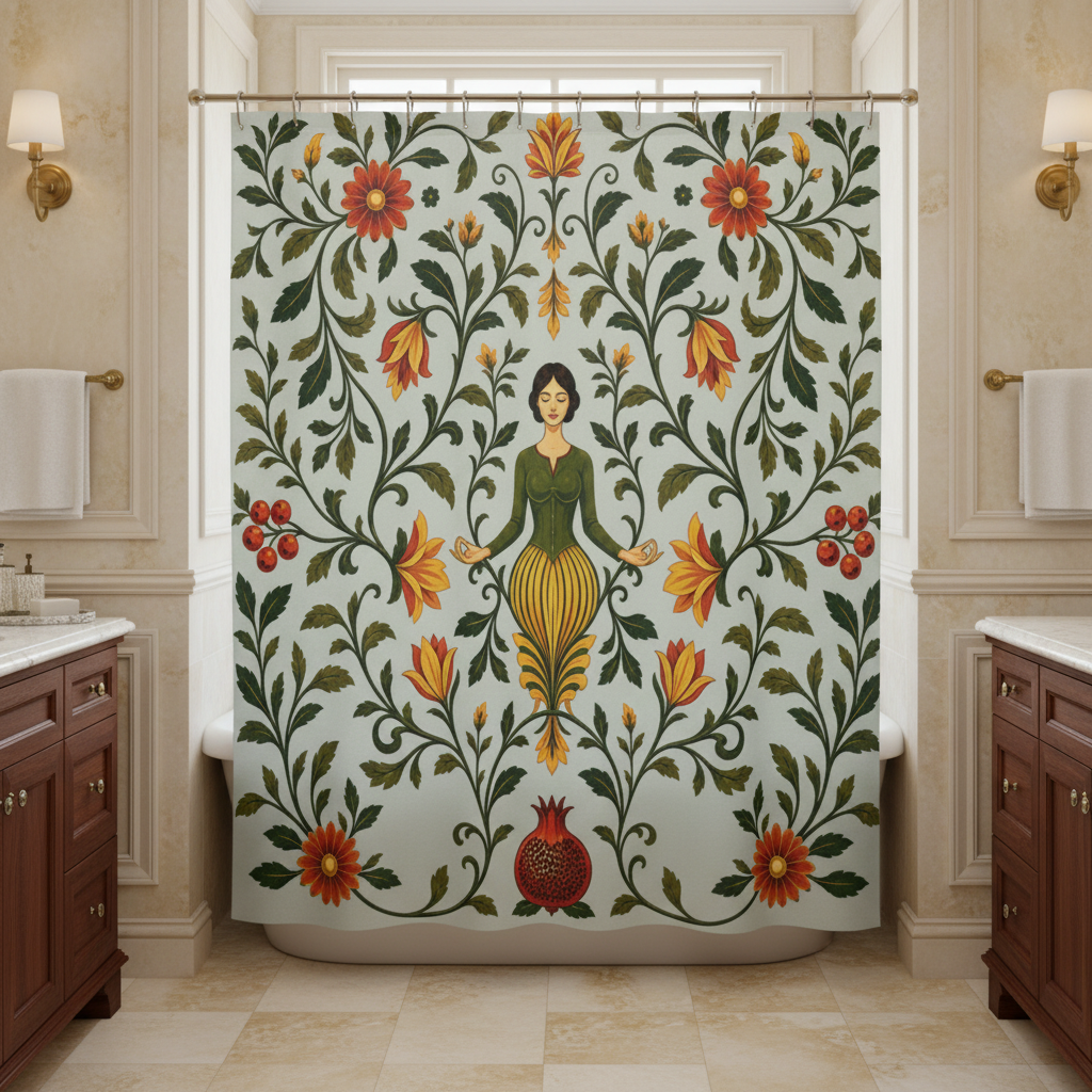 William Morris Sage Green Floral Shower Curtain