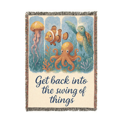 Inspirational Ocean Scene Woven Blanket - "Get Back Into The Swing of Things"