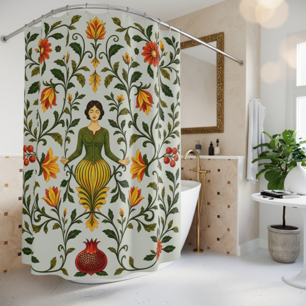 William Morris Sage Green Floral Shower Curtain