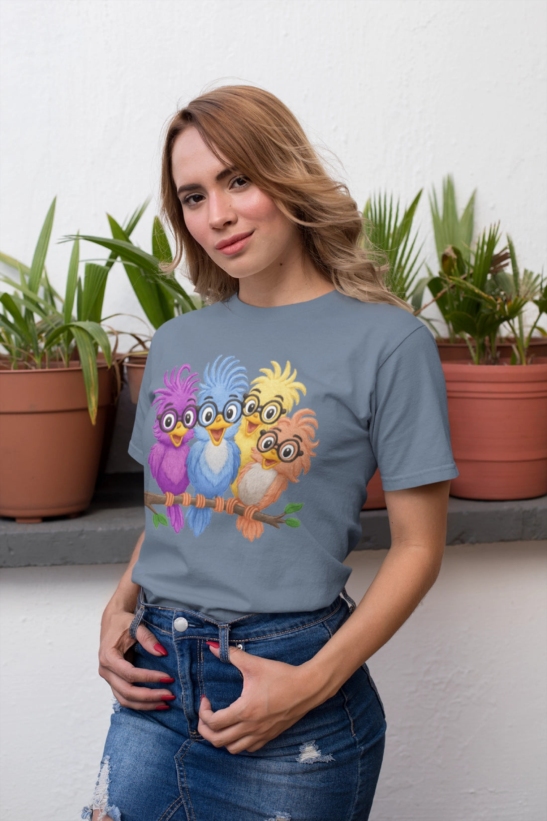 Colorful Bird Friends Women's T-Shirt - Fun & Playful Graphic Tee
