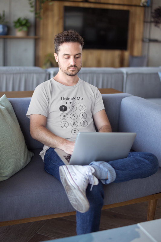 Unlock Me Graphic Tee, Funny T-Shirt for Tech Lovers, Casual Wear, Gift for Birthdays, Tech-themed Apparel, Unisex Heavy Cotton Tee