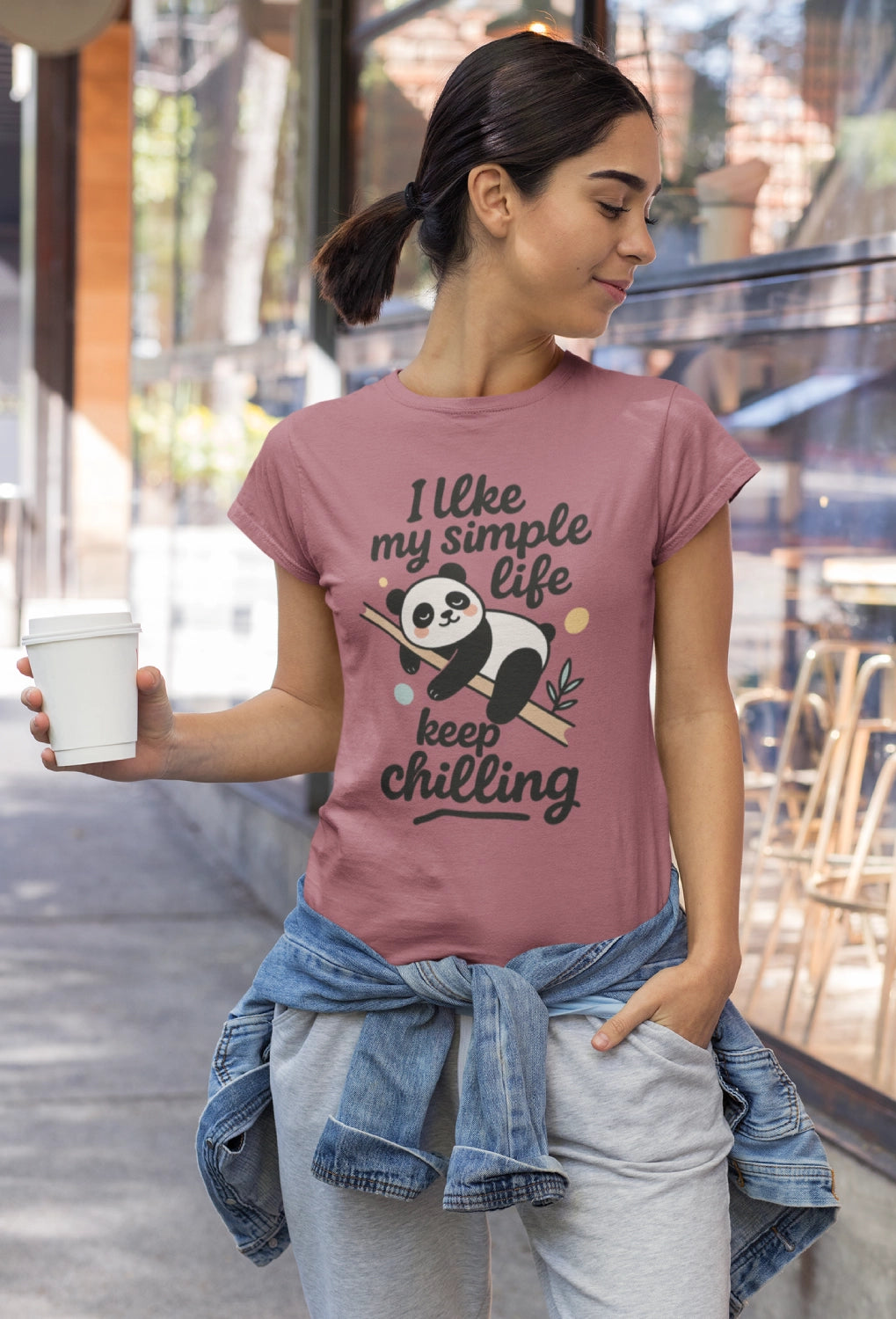 I Like My Simple Life Panda T-Shirt - Unisex Casual Tee