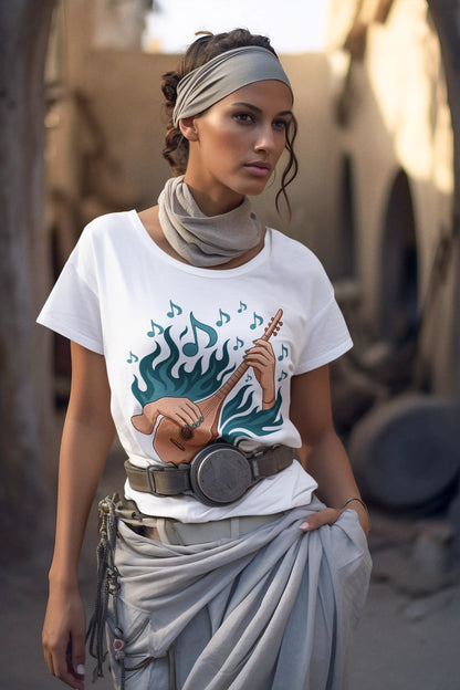 Musical Vibes Tee, Women's Graphic T-Shirt, Music Lover Gift, Casual Wear, Festival Outfit, Band Merch - Lightweight Fabric Tee