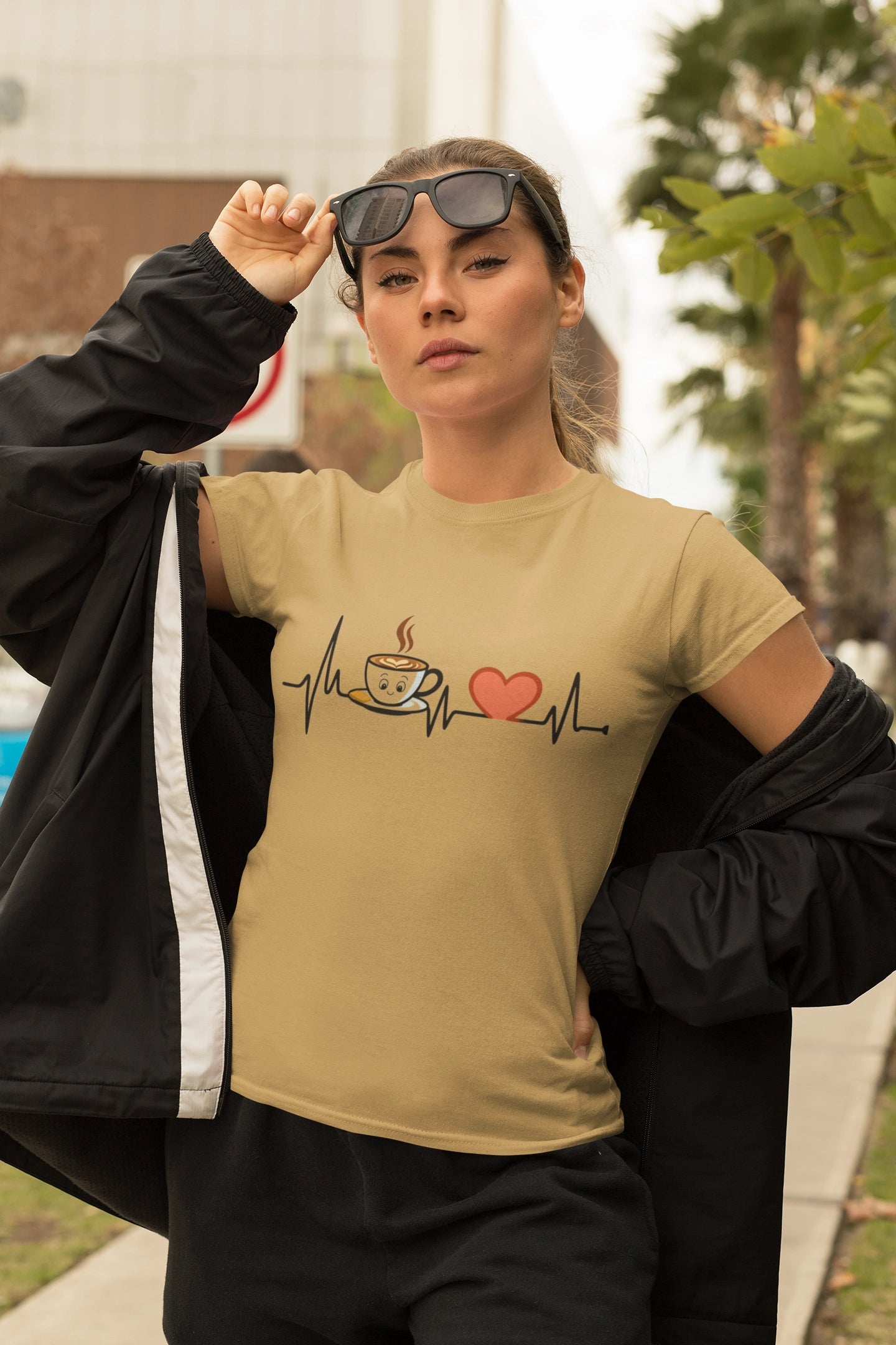 Cute Coffee Heartbeat T-Shirt, Unisex Tee for Coffee Lovers, Gift for Baristas, Casual Wear, Perfect for Birthdays and Holidays