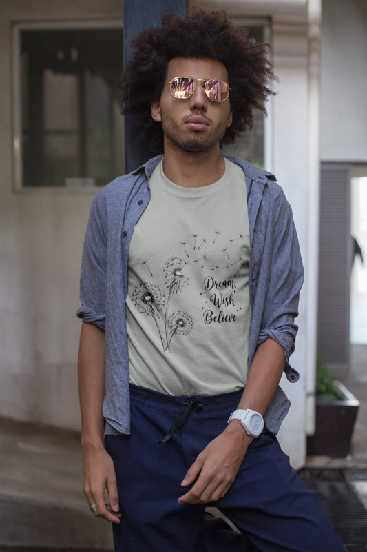 Inspirational Dandelion T-Shirt - Dream, Wish, Believe - Gift Tee