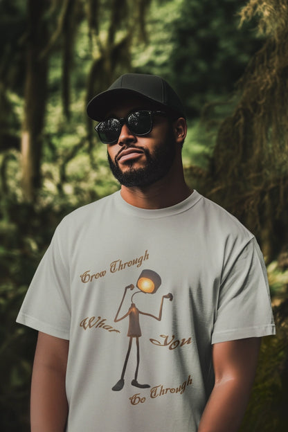Victory Lamp Unisex Recycled Organic T-Shirt - Eco-Friendly Tee - Grow Through What You Go Through text design