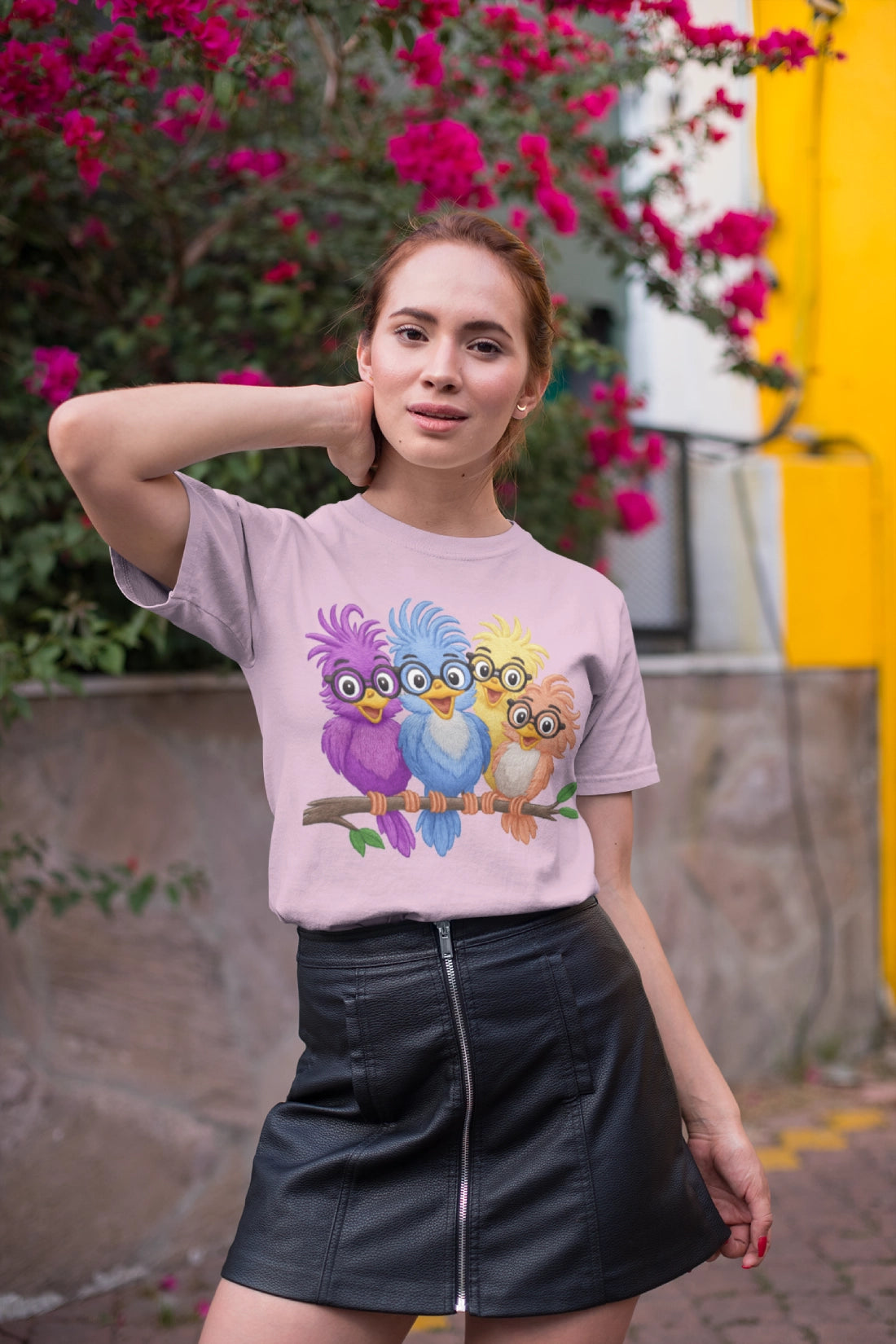 Colorful Bird Friends Women's T-Shirt - Fun & Playful Graphic Tee