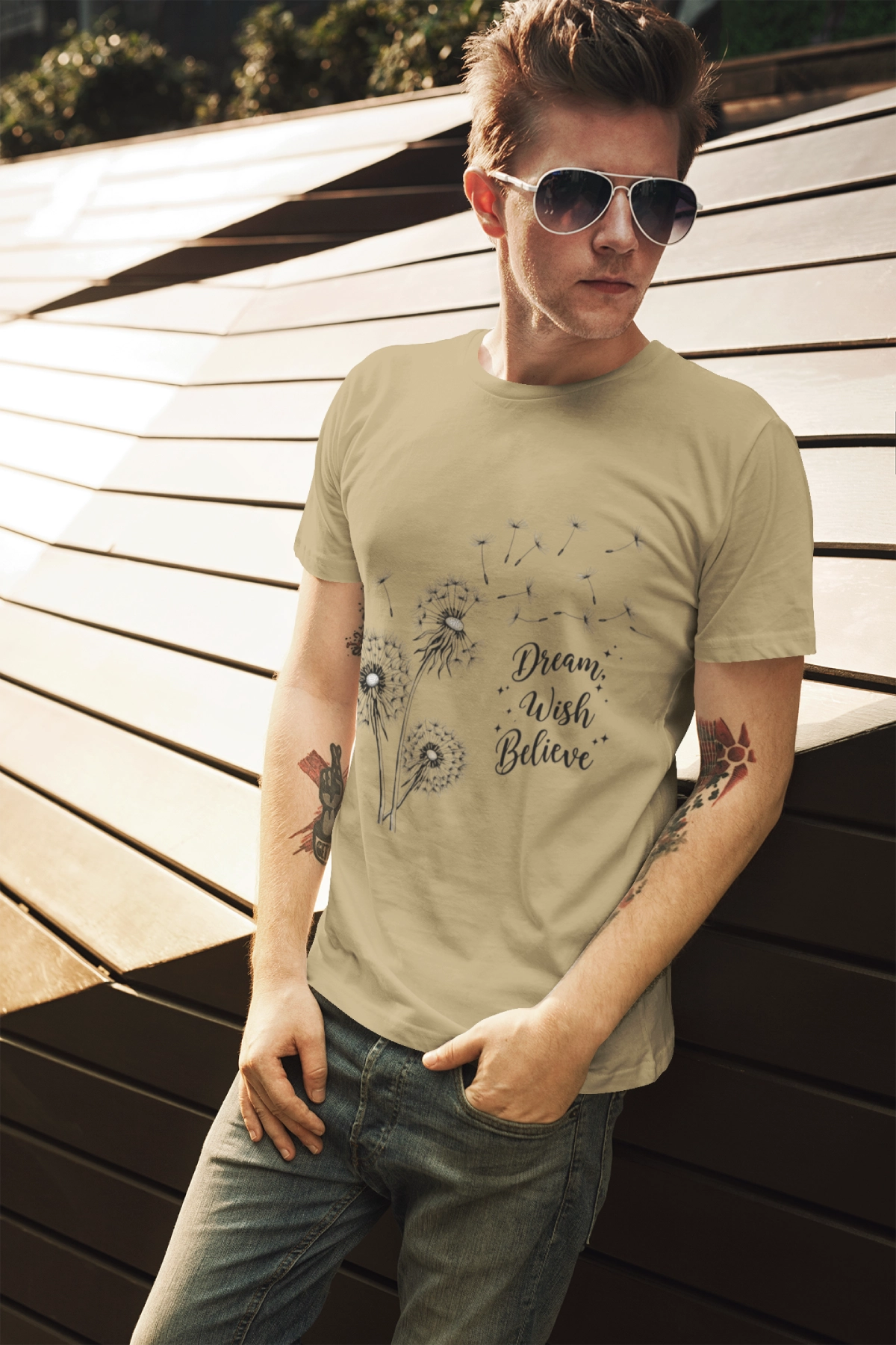 Inspirational Dandelion T-Shirt - Dream, Wish, Believe - Gift Tee