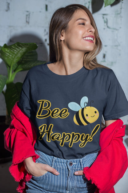 Bee Happy Unisex Jersey Tee - Cheerful Graphic T-Shirt for Positive Vibes