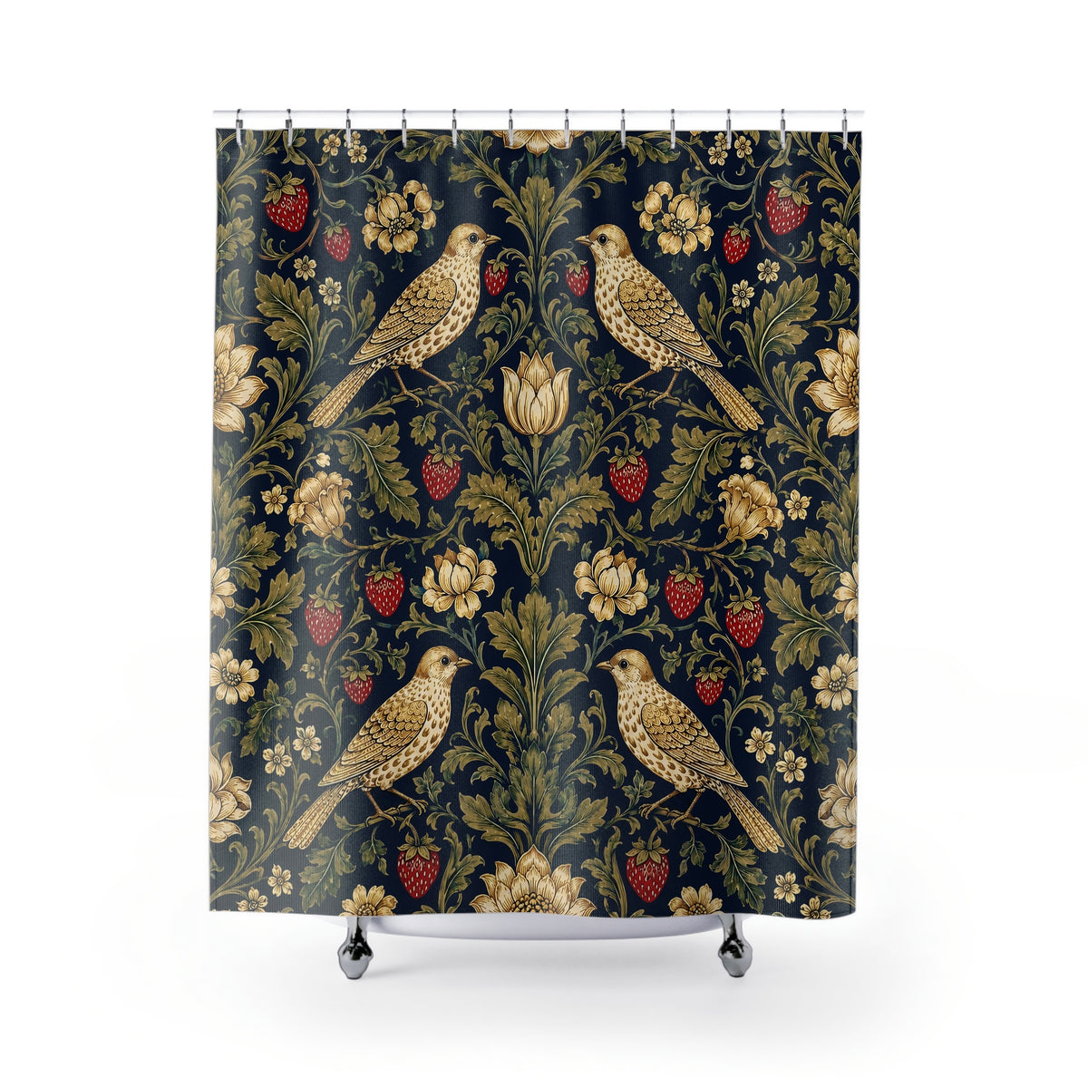 William Morris Style Strawberry Thief Shower Curtain