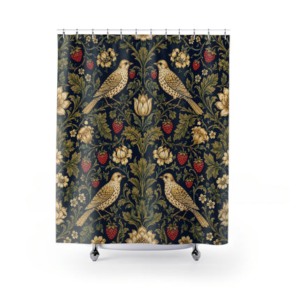 William Morris Style Strawberry Thief Shower Curtain