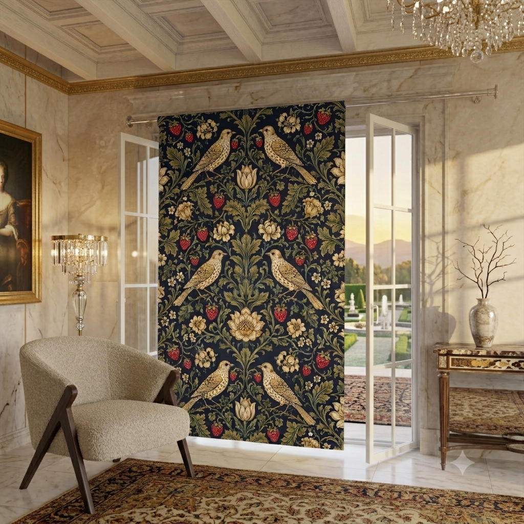 Blackout William Morris Strawberry Thief Window Curtain