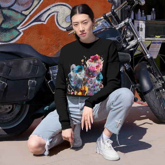 Women's Cropped Floral Watercolor Sweatshirt