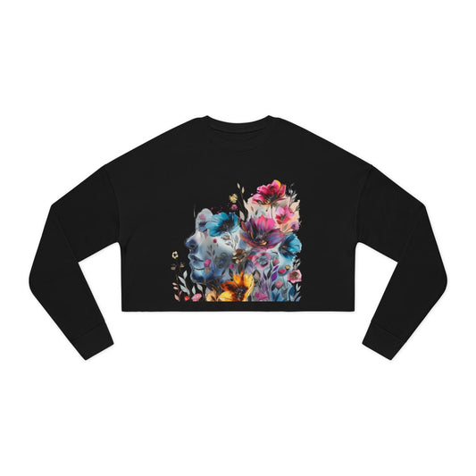 Women's Cropped Floral Watercolor Sweatshirt